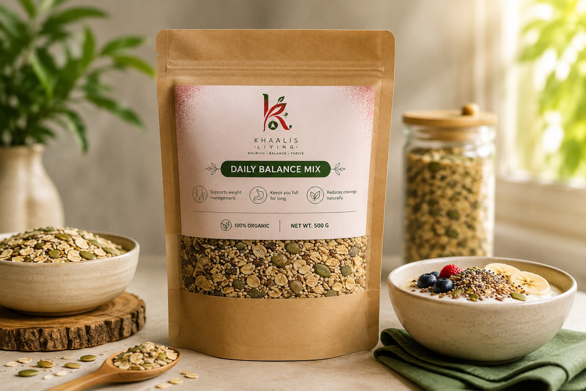 Khaalis Living Daily Balance Mix – Organic Seed & Oat Blend